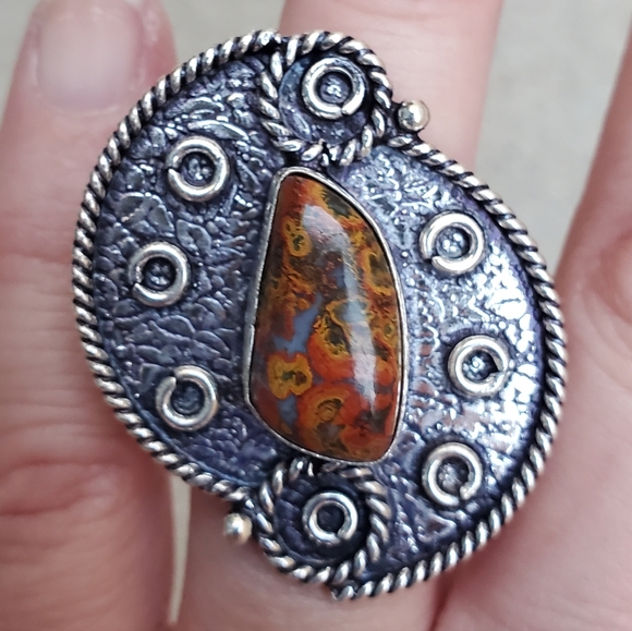 New Seam Agate 925 Silver Ring. - Picture 4 of 16